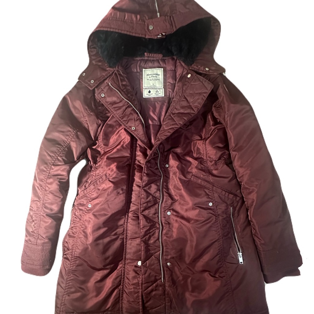 Abercrombie & Fitch Maroon Puffer Jacket